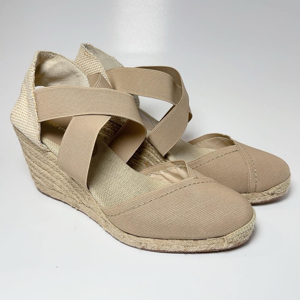 Adrienne Vittadini Brodyankle Strap Wedge Tan Espadrilles